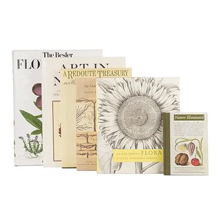 Books About Flowers. An Oak Spring Pomona / An Oak Spring Flora / A Redouté Treasury / A Nature Illuminated... Pieces: 6.