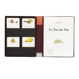 Lenoir, Jean. Le Nez du Vin. Francia: Jean Lenoir, 1981. fo. marquilla, 26 p. (text). Second numbered edition. Scent samples.