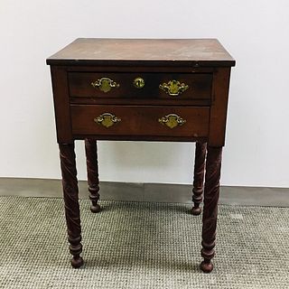 Late Federal Carved Cherry Two-drawer Worktable
