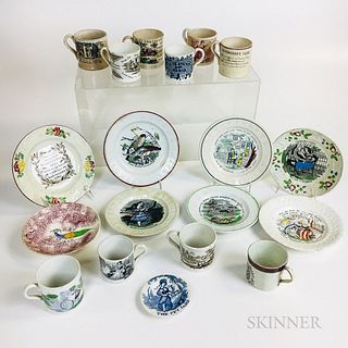 Nineteen Mostly Transfer-decorated Ceramic Child's Items