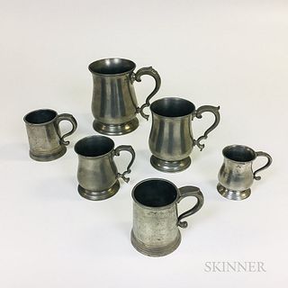 Six Pewter Mugs