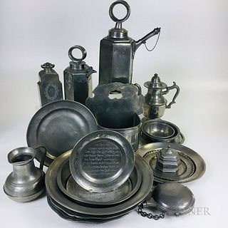 Twenty-two Pieces of English and Continental Pewter