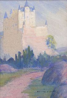 William Posey Silva Pastel "The Castle of Segovia"