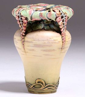 Amphora Teplitz Reticulated Wisteria Vase c1905
