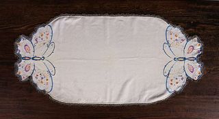 Arts & Crafts Embroidered Butterfly Table Linen c1910
