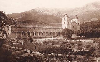 Antique Photo of Santa Barbara Mission c1910