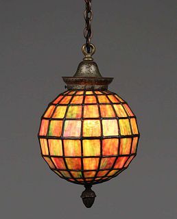 Arts & Crafts Leaded Glass Spherical Hanging Light