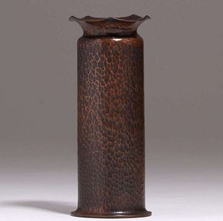 Albert Berry Hammered Copper Cylinder Vase c1920s
