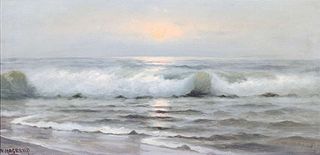 Nels Hagerup Painting California Sunset Waves c1910
