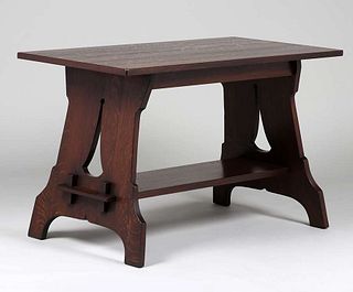Stickley Brothers Cutout Trestle Table c1910