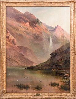 Alfred de Bréanski, Sr. (1852-1928) Scottish Highland Scene, Oil on canvas,