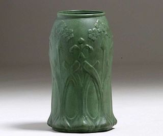 Large Roseville Egypto Matte Green Vase c1910
