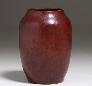 Michael Adams Hammered Copper Red Warty Vase