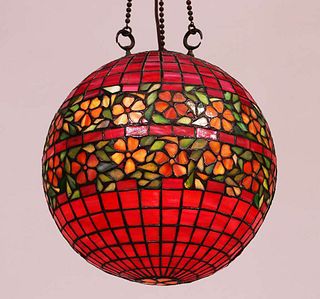 Unique - Brooklyn, NY Leaded Glass Hanging Light c1910