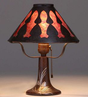 Heintz Sterling on Bronze Boudoir Lamp c1912