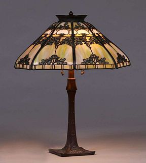 Handel Cotton-Ball Overlay Lamp c1910