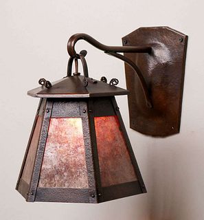 Harry Dixon Hammered Copper & Mica Sconce c1920s