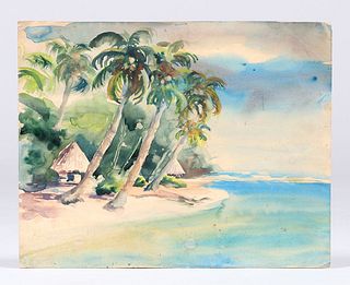 Antique Watercolor of Hawaii c1920s