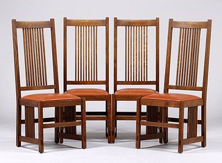 4 Contemporary Warren Hile Stickley Spindled Chairs