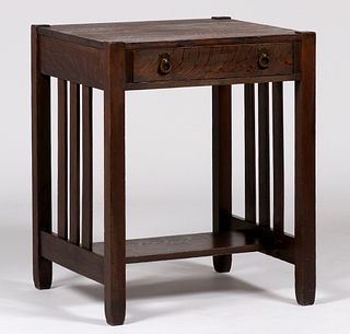 Stickley Brothers One-Drawer Slatted Table c1910