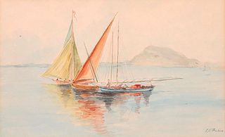 Elizabeth Baker Bohan Watercolor Boats Catalina Island