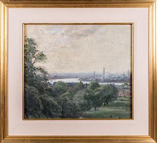 Artist Unknown (20th Century) View of London from Greenwich, ca. 1941, Oil on canvas,