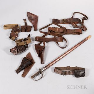 British Sword and Three Leather Belts