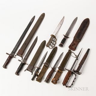 Group of U.S. Military Fighting Knives and Bayonets