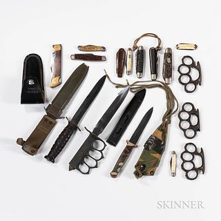 Group of Knives and Iron Knuckles