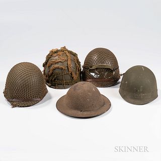 Four U.S. Helmets and Liners