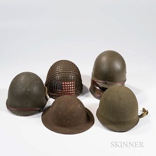 Four U.S. Helmets and Three Liners