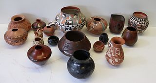 Lot Of 20 Vintage Acoma Pots In Assorted Sizes.