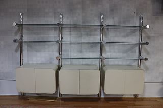 Midcentury Chrome. Laminate And Glass Wall Unit.
