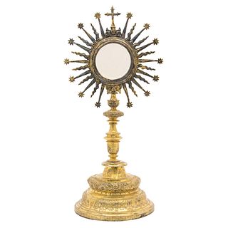 MONSTRANCE. MEXICO, 18th-19th Century. Gilded silver.