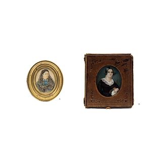 PAIR OF MINIATURE PORTRAITS. MEXICO, 19th Century  Gouache on gutta-percha and ivory plaque.