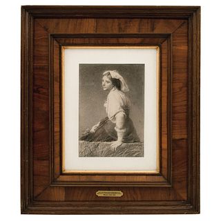 ATTRIBUTED TO SANTIAGO REBULL (MEXICO, 1829-1902) WOMAN IN THE FIELD. Graphite and pastel on paper. Signed "S. Rebull Mex 189".