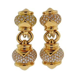 18k Gold Diamond Drop Earrings 