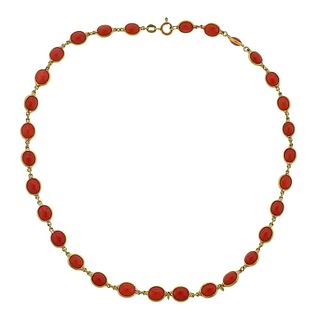 18k Gold Coral Necklace 