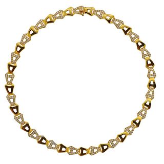 Asprey 18K  Gold Diamond Chain Link Necklace
