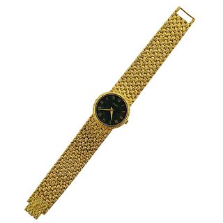 Piaget 18k Gold Green Stone Dial Watch 924D2
