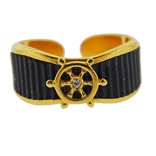18k Gold Diamond Ship Wheel Ring 