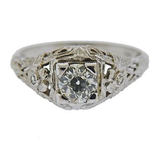 Art Deco  Filigree 18K Gold Diamond Ring