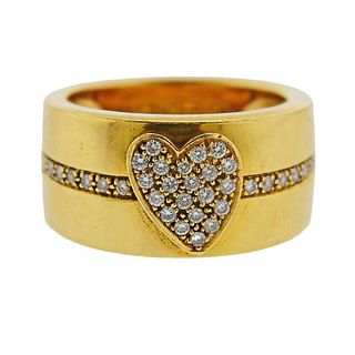 Mauboussin 18K Gold Diamond Heart Band Ring