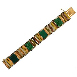 Marzo 18K Gold Carved Jade Bracelet