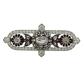 Cartier Platinum Silver Rose Cut Diamond Brooch 