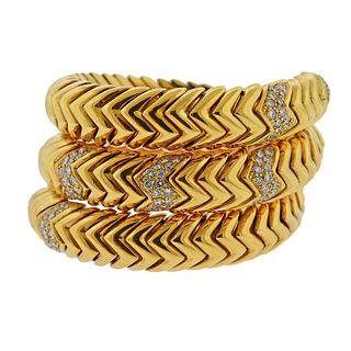 Bvlgari Bulgari Spiga 18k Gold Diamond Wrap Bracelet 
