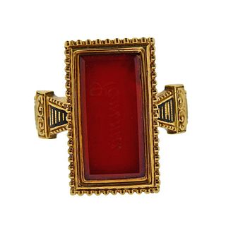 Antique Carnelian Intaglio 14K Gold Ring