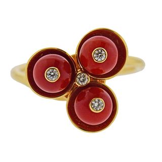 Aletto Brothers 18K Gold Diamond Coral Bead Ring