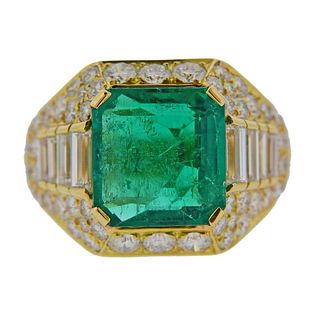 Bvlgari Bulgari 4.3ct Emerald Diamond 18k Gold Ring 