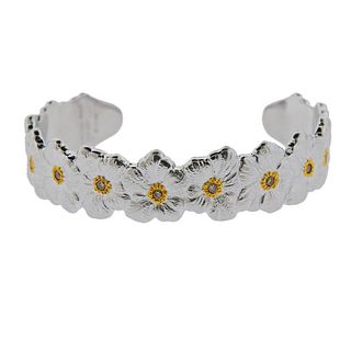 Buccellati 18k Gold Silver Diamond Flower Blossom Bracelet
